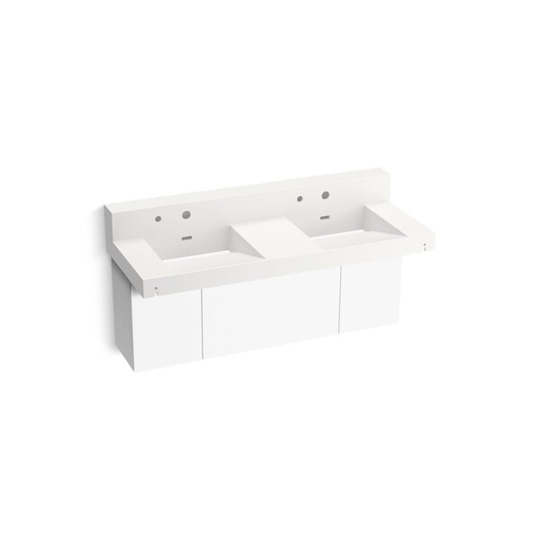 Kohler Constellation 60In Wall-Mount Basin Lavatory System With Backsplash In Iconic White 81025-BPW-KEW - main